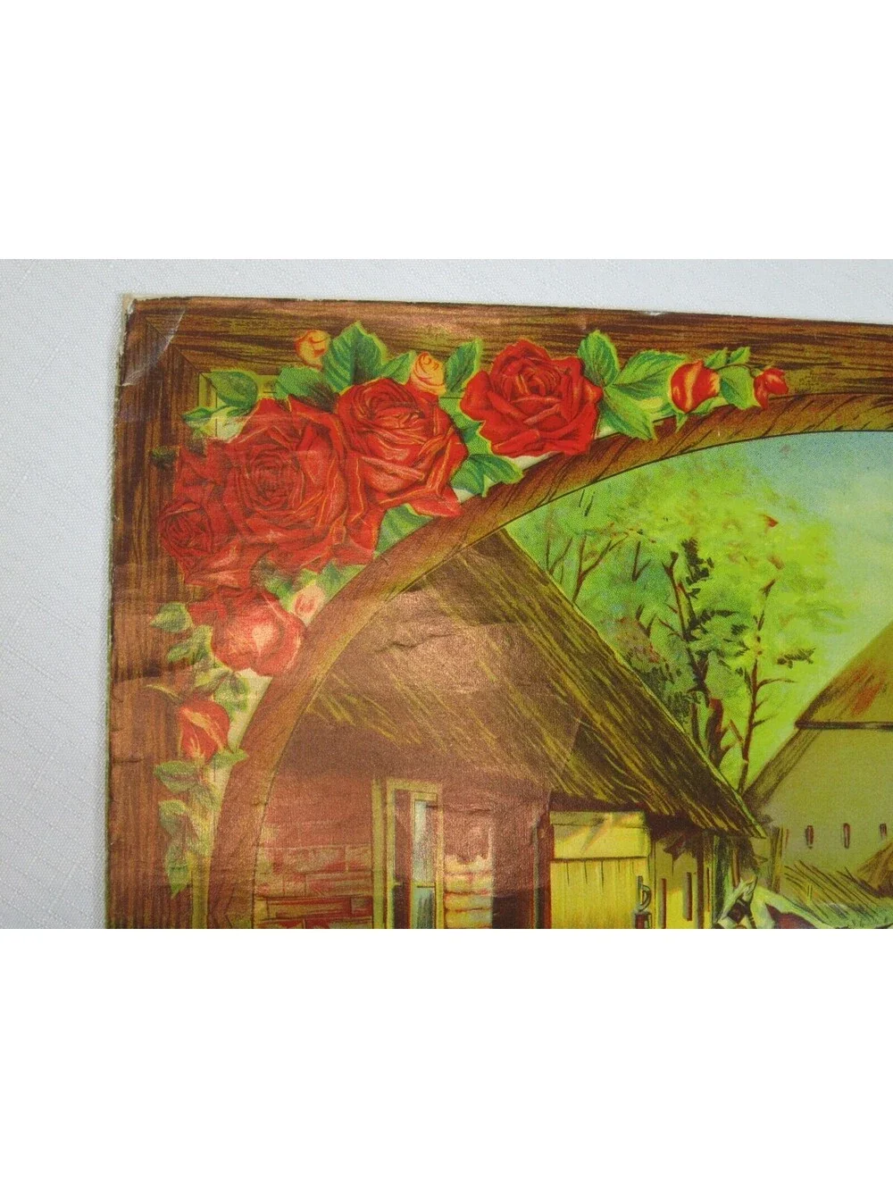 Vintage The Farm Yard Chromolithograph Print Victorian Country Horse Scene 16x12
